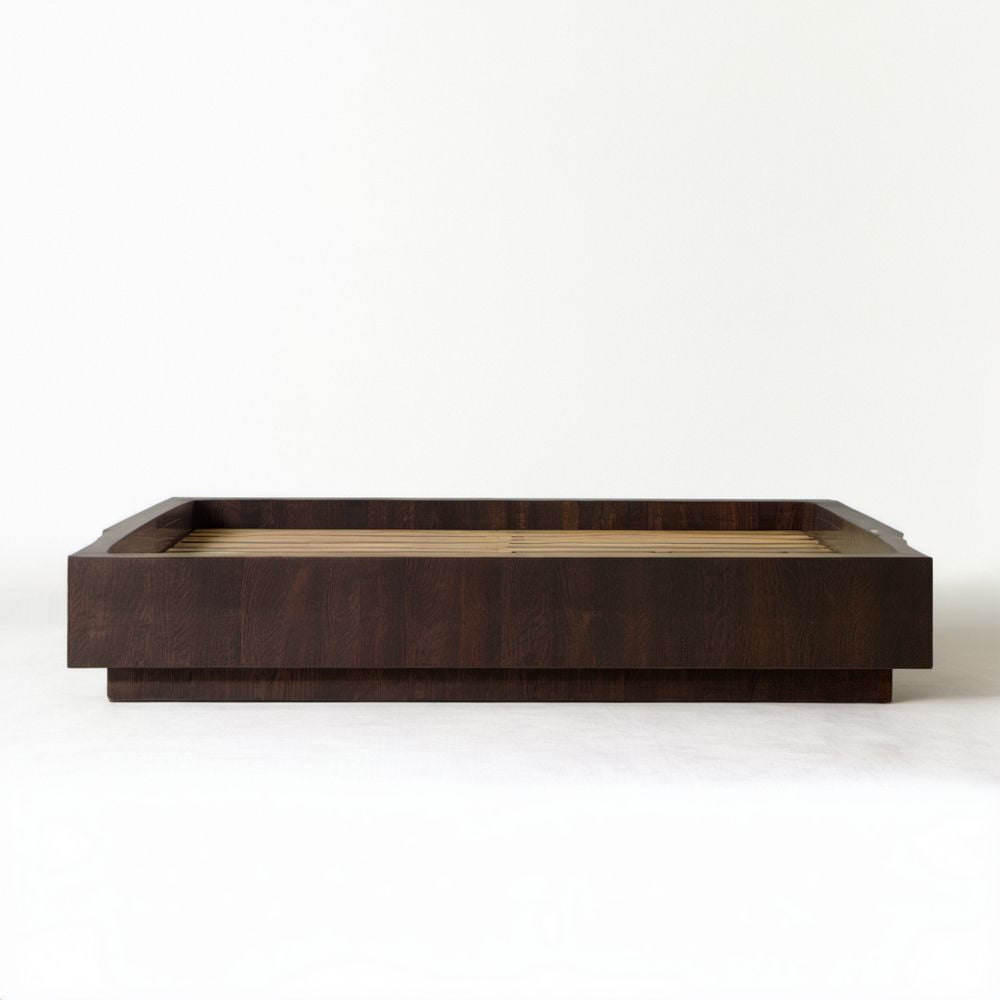 Ciemnobrązowe łóżko platformowe z płyty MDF 160 x 200 cm ze stelażem listwowym