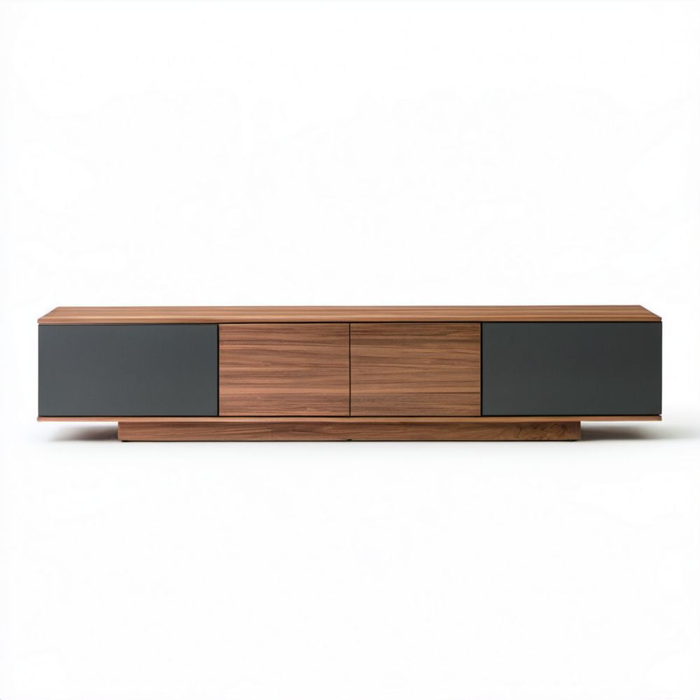 Szafka RTV z MDF w kolorze orzechowym i czarnym, 180 x 40 x 45 cm
