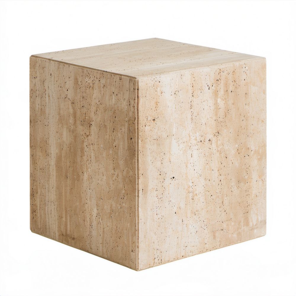 Kwadratowy stolik boczny z kamienia 45 x 45 x 45 cm, beżowy